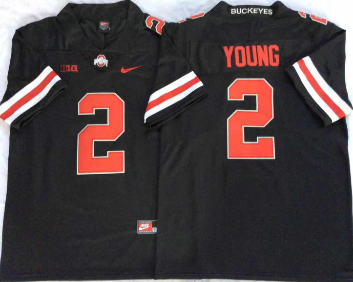 NCAA Men Ohio State Buckeyes Black-Red #2 YOUNG->ncaa teams->NCAA Jersey